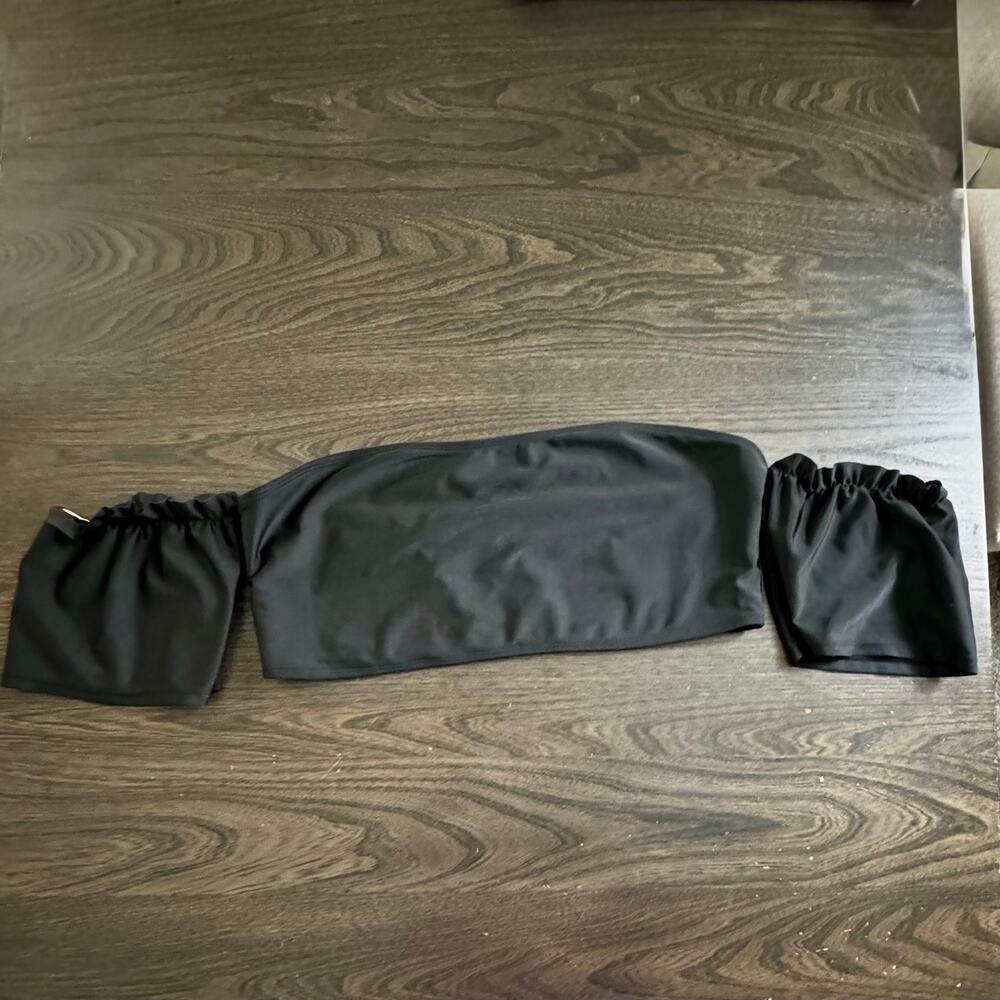 SHEIN 3XL Black Off Shoulder Puff Sleeve Bikini Top 3XL